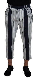Dolce & Gabbana White Cotton Striped Cropped Pants -   -  Dolce & Gabbana.